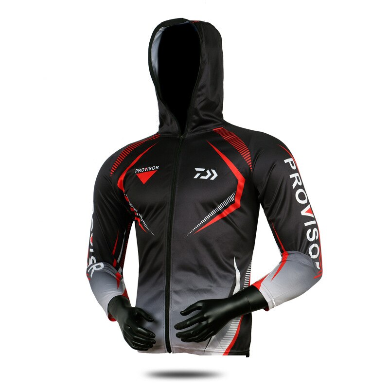 DAIWA Hoodies Fishing Clothing Long Sleeve Outdoor Breathable Fishing Shirts Anti UV Quick Dry Cycling Hiking Clothes Camisas: L / Black