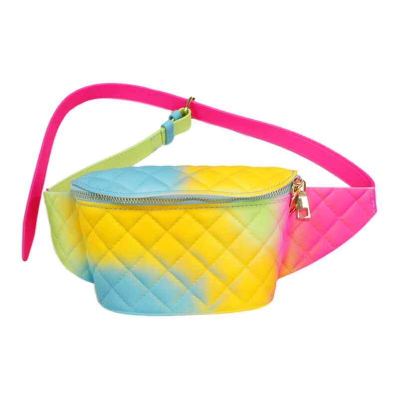 Ladies Transparent Jelly Rainbow Purse Waterproof Beach Waist Bag Pvc Jelly Candy Pink Fanny Pack Sport Fanny Packs for Women: color A