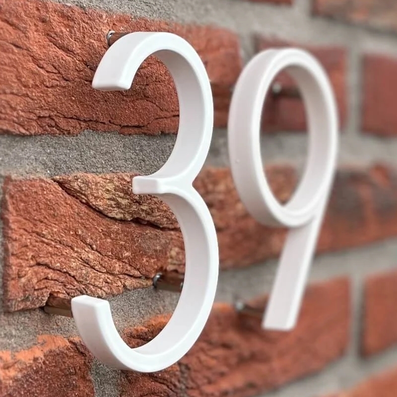 Número de casa moderno flotante blanco de 152mm, números de dirección de puerta Huinummers para placas de señal digitales para exteriores de casa de 6 pulgadas. # 0-9