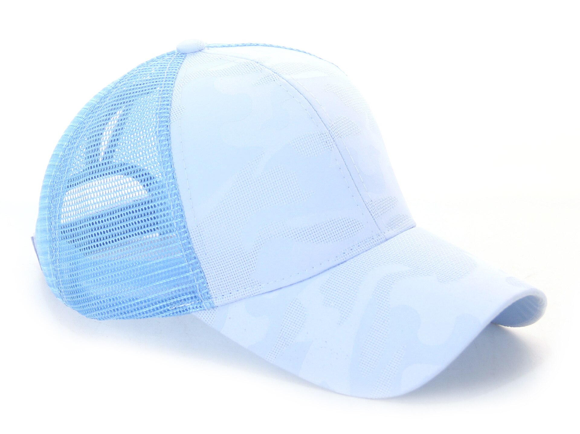 Mærke stil kvinder hestehale kasket rodet boller hestehue solid afslappet justerbar mesh baseball hat: Lyseblå