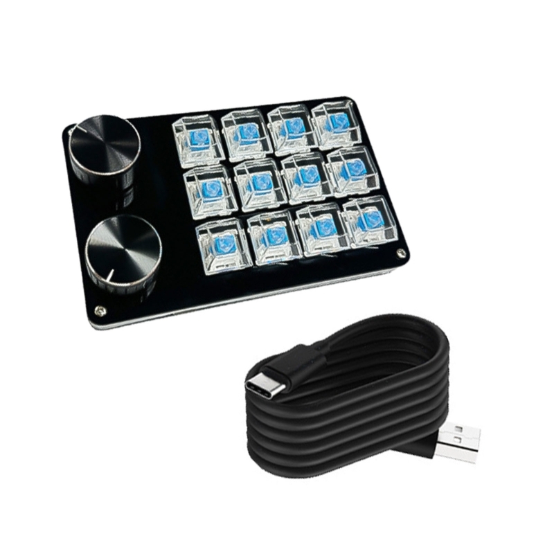 High Efficiency Programmable Macro Keyboards,9/10/12/15Key Mechanical Gaming Keypad for Multimedia and Industrial Use: Navy Blue