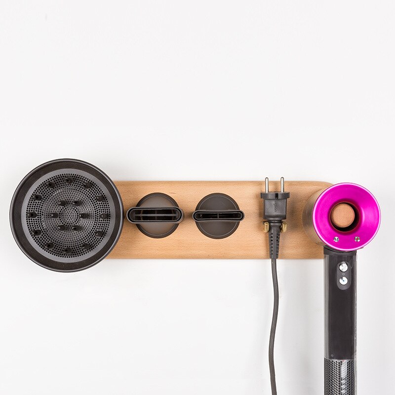 Nordic Wooden Hair Dryer Holder Sundries Wall-mounted Rack Multi-function Bathroom Storage Organizer Home Decoration Accessories