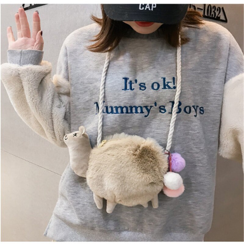 Mode Vrouwen Alpaca Lama Schouder Messenger Bag Purse Handtas Crossbody Tote Dier Schooltassen Satchel