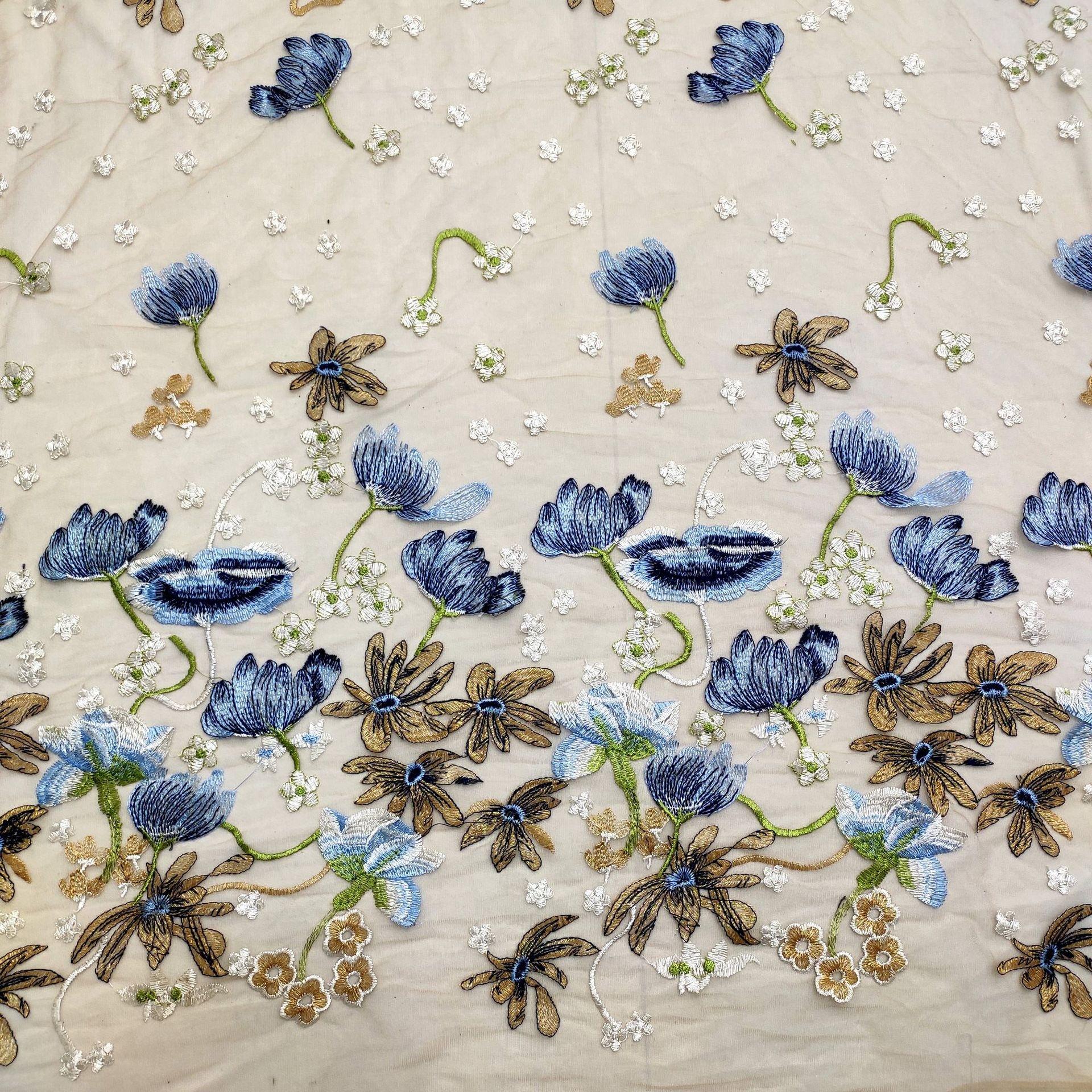 Embroidery Floral Tulle Lace Fabric Bridal Wedding Dress Materials Cloth Crafts By Yard Sew Handmade