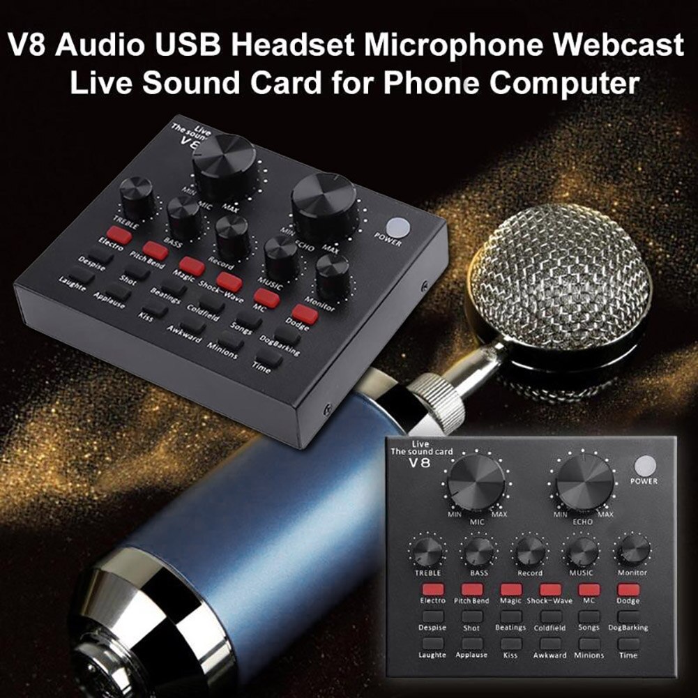 Computer Live External Sound Card Multiple Preset Effects Multiple Sound Functions Broadcast Sound Card For Mobile Phone PC