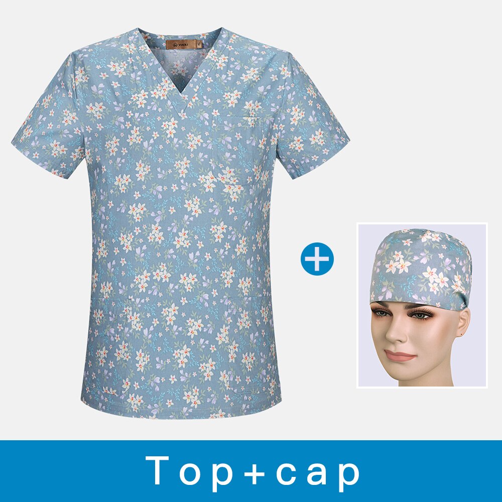 High dental work uniform beauty salon tops neutral uniforms laboratory printing cotton comfortable and breathable jacket: top cap / L