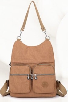 Jinqiaoer Kleur Vrouwelijke Tas Waterdichte Nylon Tas Vrolijk Grote Capaciteit Rugzak Beknopte Sfeer Rugzakken Boodschappentas: Beige