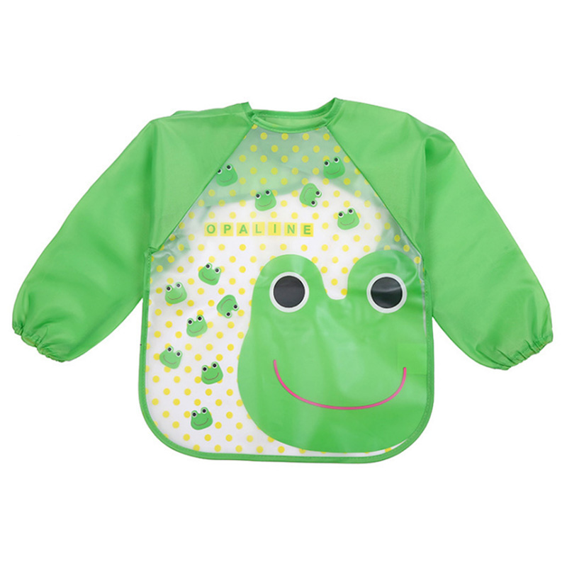 Baby Slabbetjes Baby Burp Doeken Peuter Sjaal Voeden Kiel Lange Mouw Waterdichte Overall Baby Dieren Babyvoeding Accessoires: Frog