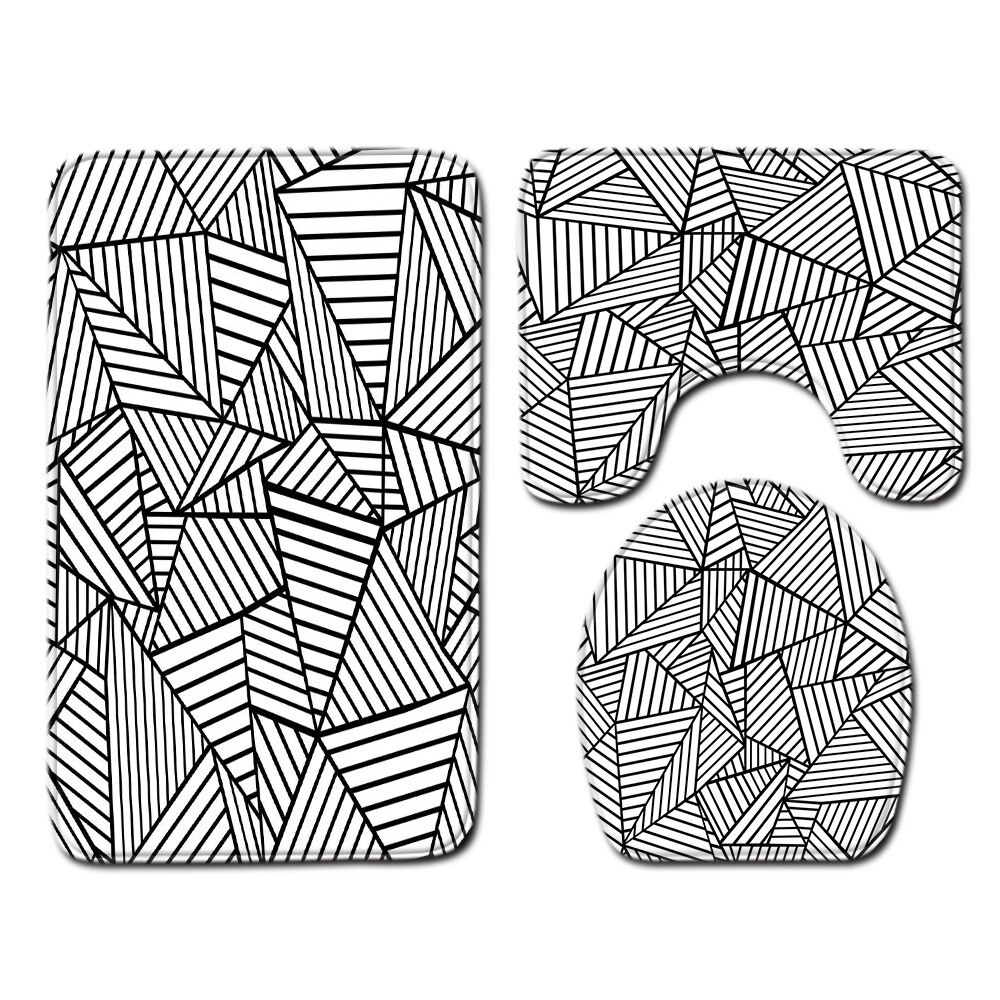 Moderne lijn toilet vloermat 3-- delig badkamer 3- -delig tapijt deurmat badmat badmat badmat: Pj19825-a018