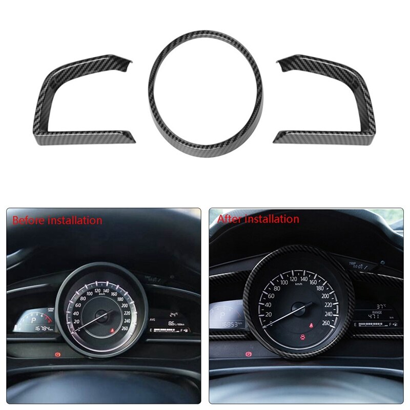 Voor Mazda 3 Axela Carbon Fiber Dashboard Interieur Instrument Frame Cover Trim