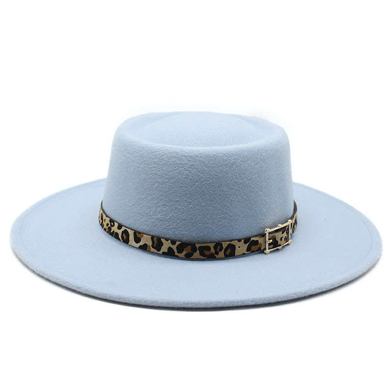 Fedora Hoed Voor Mannen Vrouwen Casual Brede Rand Jazz Hoed Herfst Winter Panama Vilten Hoed Ronde Top Party Formele Hoed: Sky Blue