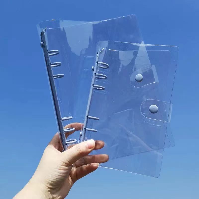 Clear PVC Notebook Cover Standard 6 Rings A6/Notebook Cover Protector 6 Round Ring Binder Loose Leaf Folder for Notebook Diar: A5-lake  blue