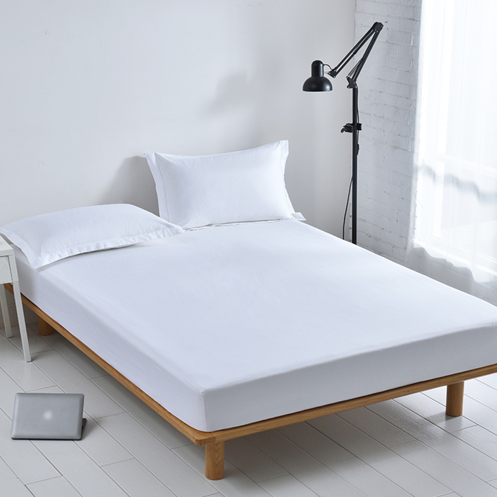 Vandtæt madrasbeskytter solidt betræk til seng åndbar allergivenlig beskyttelsespudebetræk anti-mider sengetøj