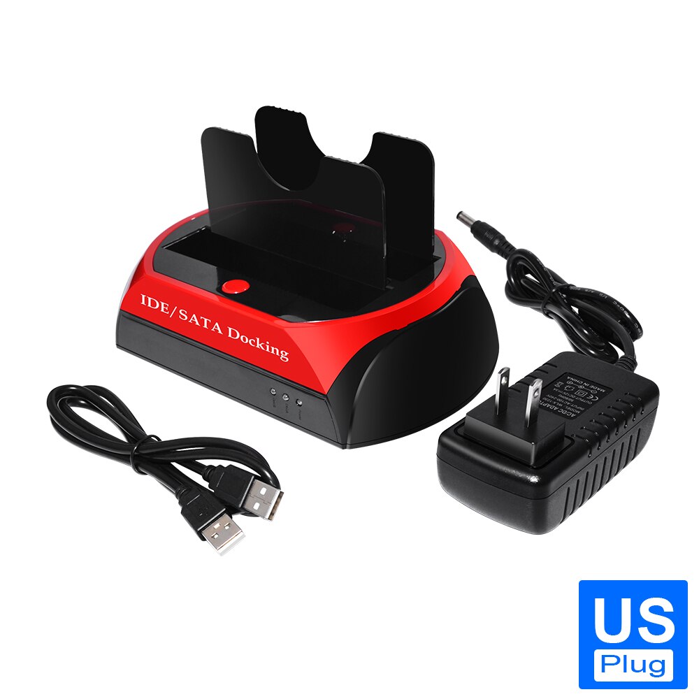 Caja de disco duro HDD IDE de 3,5 pulgadas, carcasa de disco duro de 2TB para ordenador portátil, USB 2,0/Tipo C a 2 SATA de 2,5 ''y 3,5'': US plug