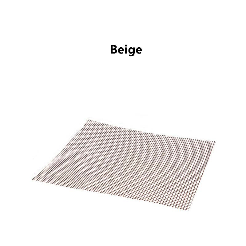 Heat Resistance BBQ Mesh Grill Mat Cooking Sheet Barbecue Liner Roaster Tools Barbecue Mat Non-Stick Cooking Sheet Liner Meshes: Beige / L