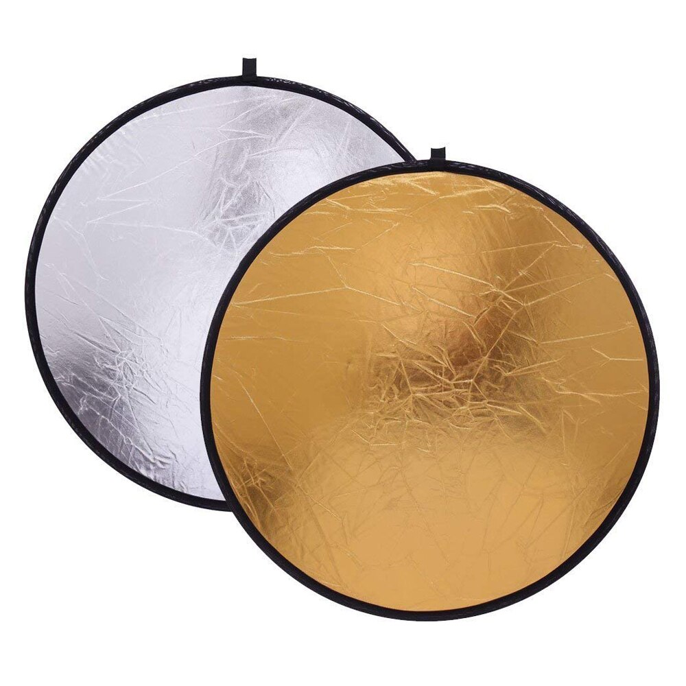 2 in 1 60 cm Licht Reflector Draagbare Inklapbare Ronde Fotografie Reflector Goud &amp; Zilver voor Portret Fotografie Accessoires