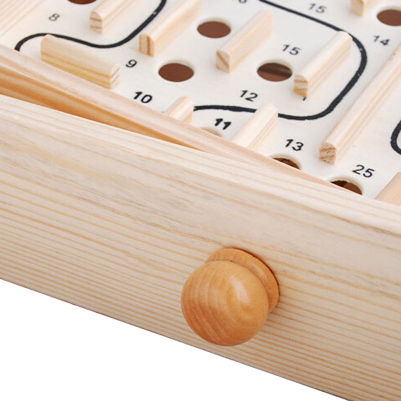 Wood Labyrinth Game, Table Maze/Balance Board Table Maze Solitaire Game for Kids and Adults