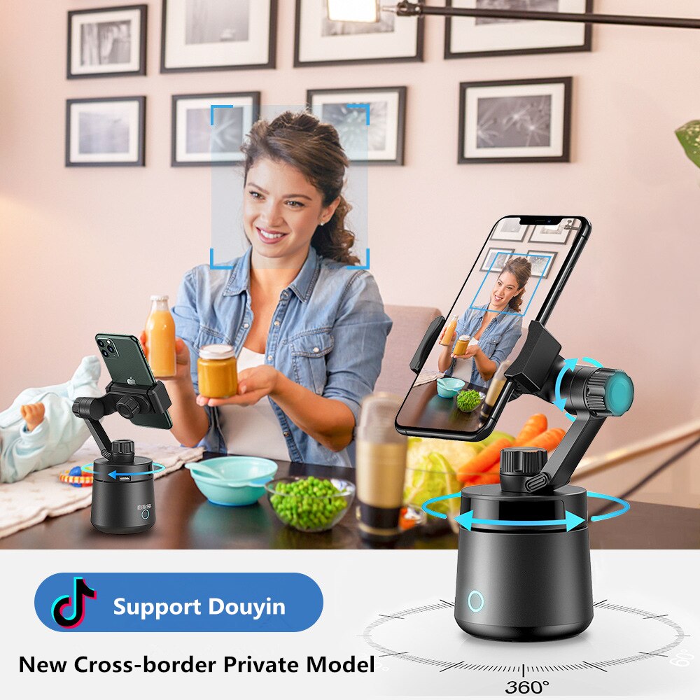 360° Face Tracking Gimbal Stabilizer - Smartphone Holder with Tripod - Bluetooth Remote Control - 1500mAh Battery