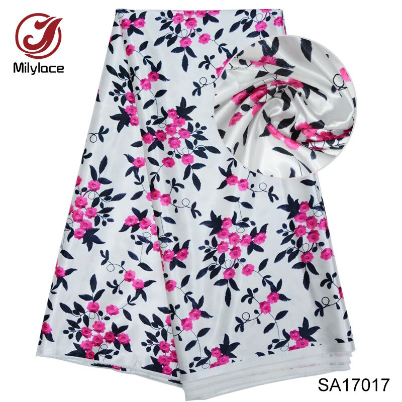 Fashionable Digital print satin fabric lovely pattern nigerian real satin silk fabric for garment SA17018