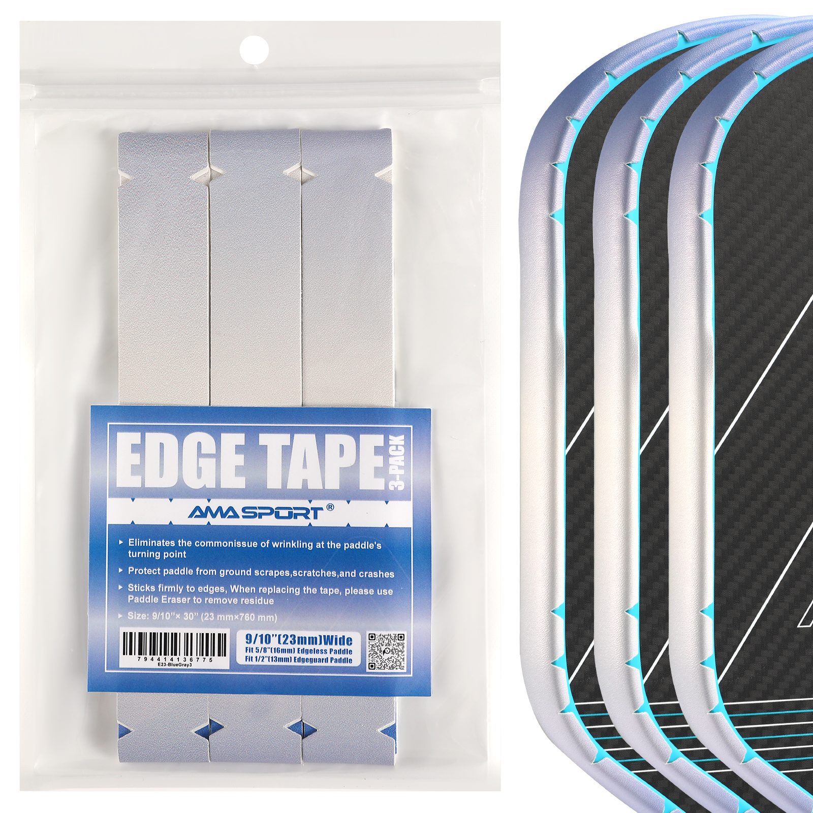AMA SPORT Pickleball Paddle Protection Tape Gradient Color-Racket Edge Protection Tape -Fit Perfectly Curved Edge -No Wrinkling: Orange