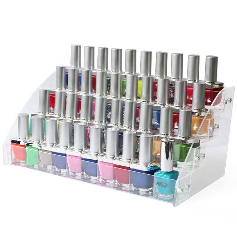 Estante de almacenamiento para esmalte de uñas, organizador de pintalabios acrílico transparente de 2/3/4/5/6/7 niveles, soporte para tienda de manicura