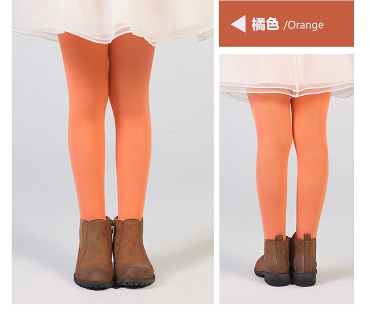 Børn pige baby coloful 80d efterårs strømpebukser strømper børn balletdans hvide strømper fløjl strømpebukser strømpebukser uigennemsigtige: Orange / Højde 95 to 110 cm