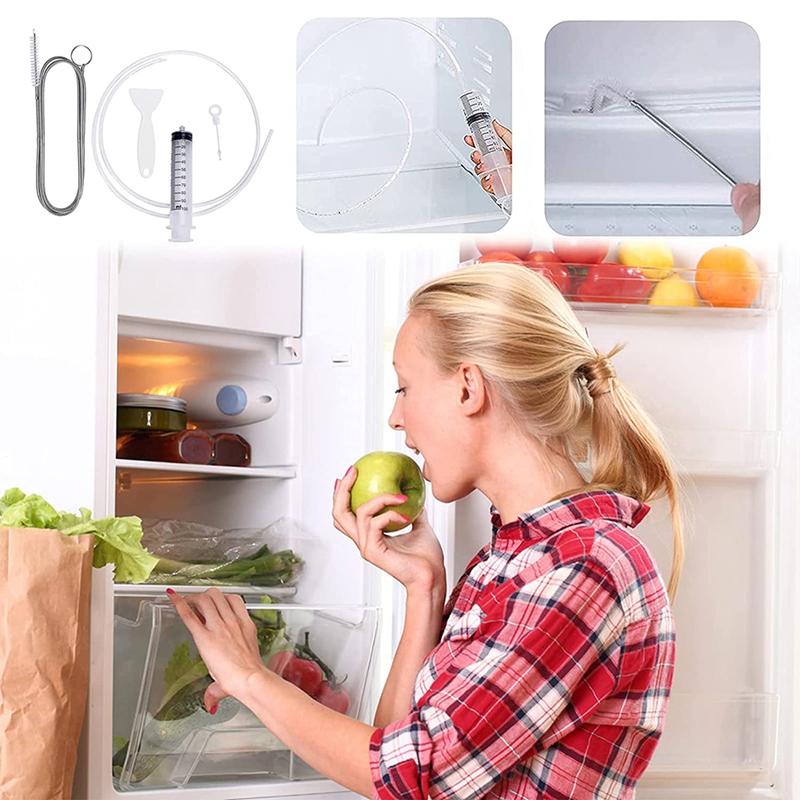 Fridge Drain Hole Cleaning Kit, Deicing Scoop Drain Hole Remover Reusable Refrigerator Cleaner, Pipe Cleaning Spiral