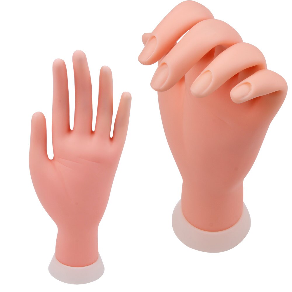 Soft Flexible Training Hand Model Silicone Nail Art Salon Practice Bendable Mannequin Hand Nail False Hand DIY Manicure Tools