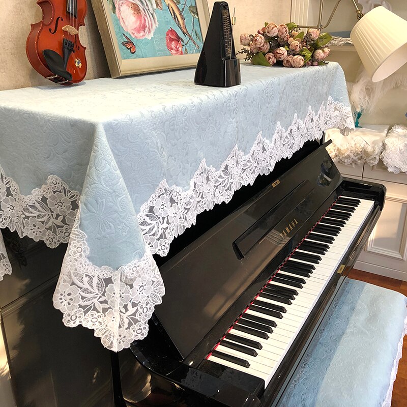 Simple Light Green Piano Cover Towel Music Stool Set Piano Dustproof Half Cover American Fabric Covering Cloth