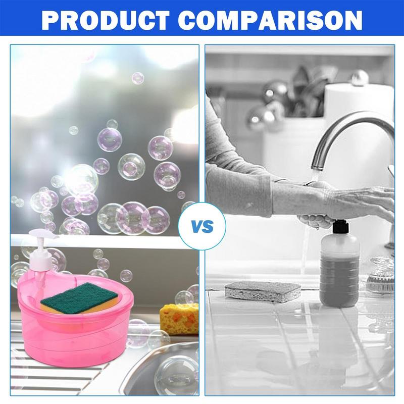 Dishwasher Dispenser Sponge Holder Washing Soap Dispenser 2 In 1 Washing Up Liquid Dispenser With Sponge Dish Soap Dispenser And