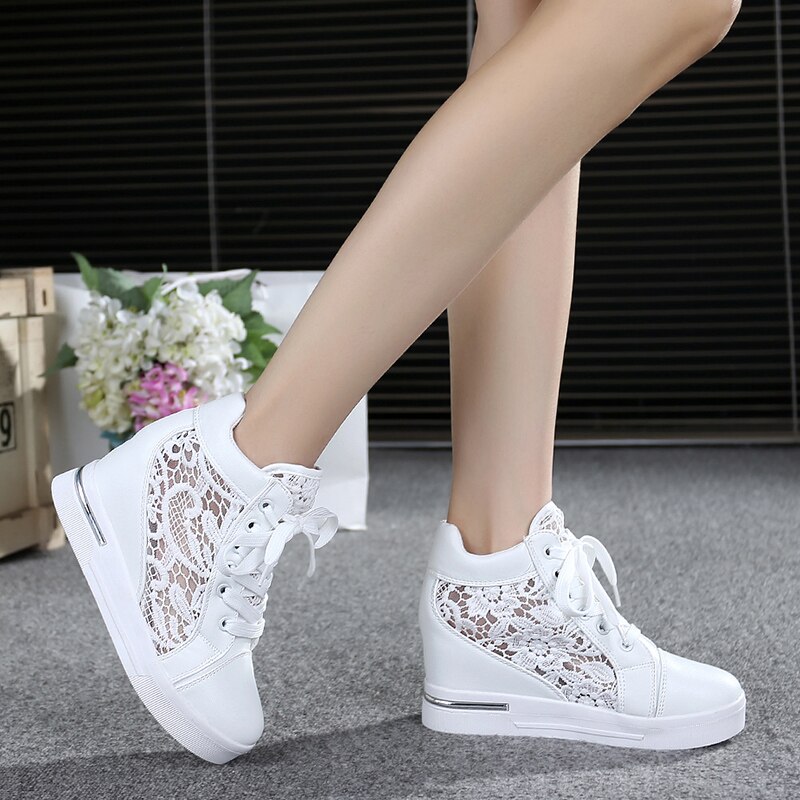 Été femmes chaussures femme respirant maille baskets chaussures plates dentelle mocassins talons épais plate-forme compensées décontracté confort Creepers
