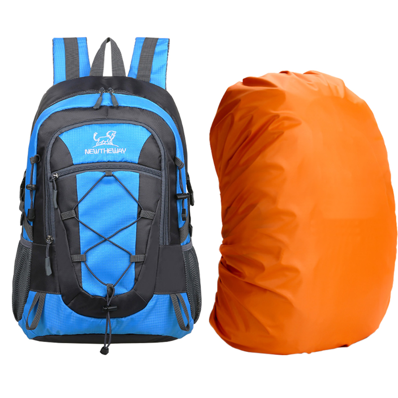 Day Trip Short Distance Cycling Backpack Mountaineering Shoulders Bag Camping Travelling Knapsack Climbing Hiking Rucksack: Blue and cover