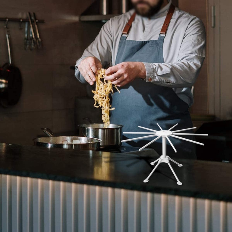 Stendino per pasta, supporto per asciugare la pasta pieghevole, supporto per asciugatrice per spaghetti a 10 bracci per pasta fresca fatta in casa