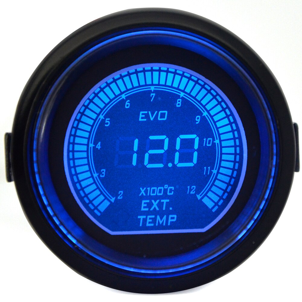 Dragon Gauge Universal 2" 52mm Exhaust Gas Temperature Gauge Blue/Red Dual Led Color Digital LED Light Gauge Meter