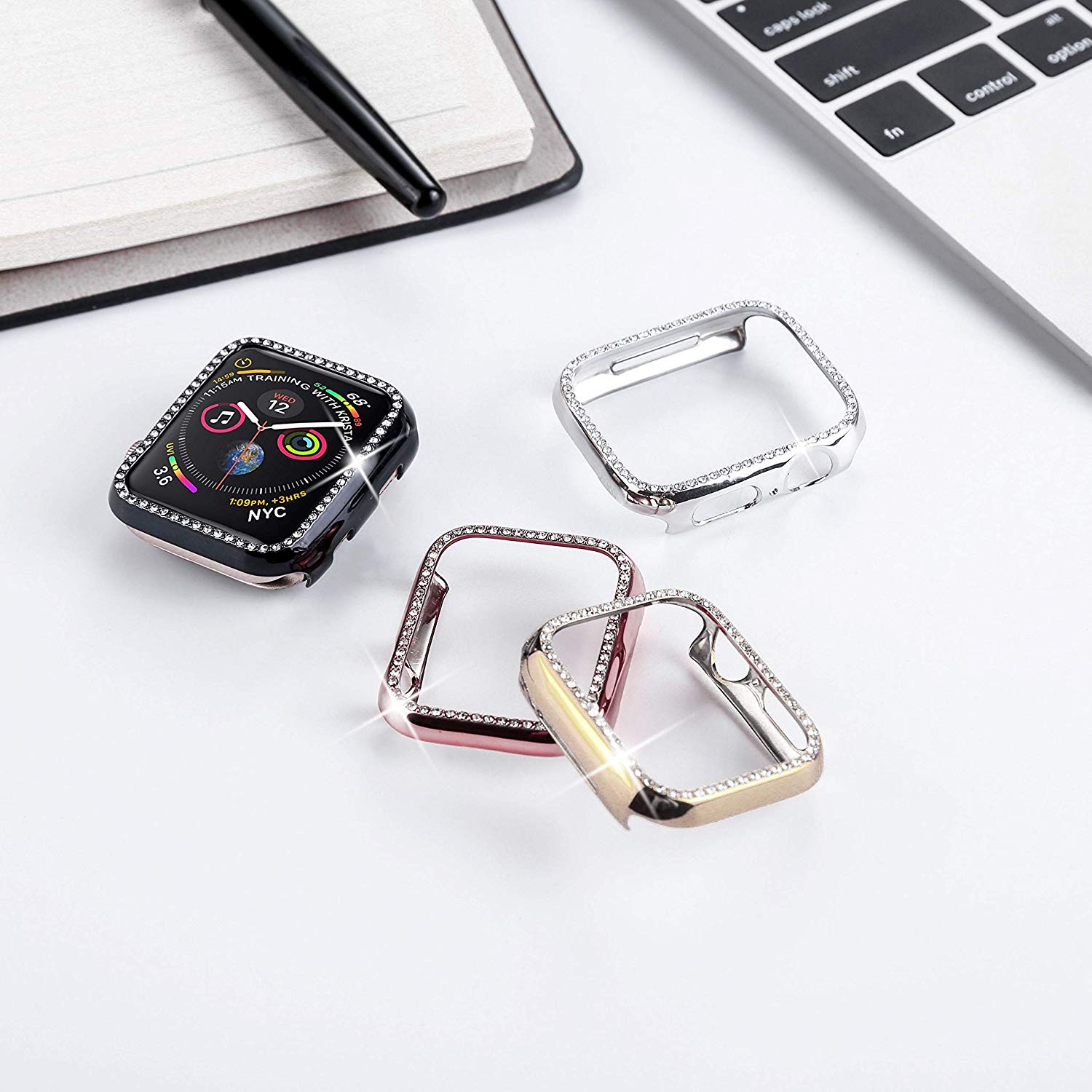 apple watch case Diamond For Series 4 5 40mm/44mm iWatch Screen Protective cover PC Watch Case for apple watch case 38mm/42mm