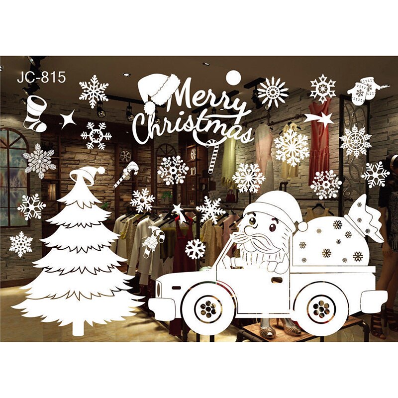 Window Stickers Merry Christmas Decorations Stickers For Home Xmas Wall Sticker Kids Room Wall Decals Year Dector: White old man car
