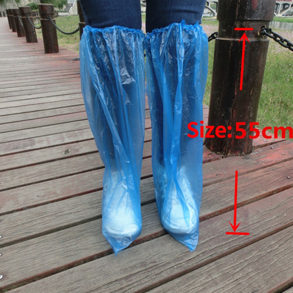 50pairs Disposable Shoe Cover Boots Universal Knee High Travel Outdoor Camping Long Overshoe Protective PE Hiking Waterproof