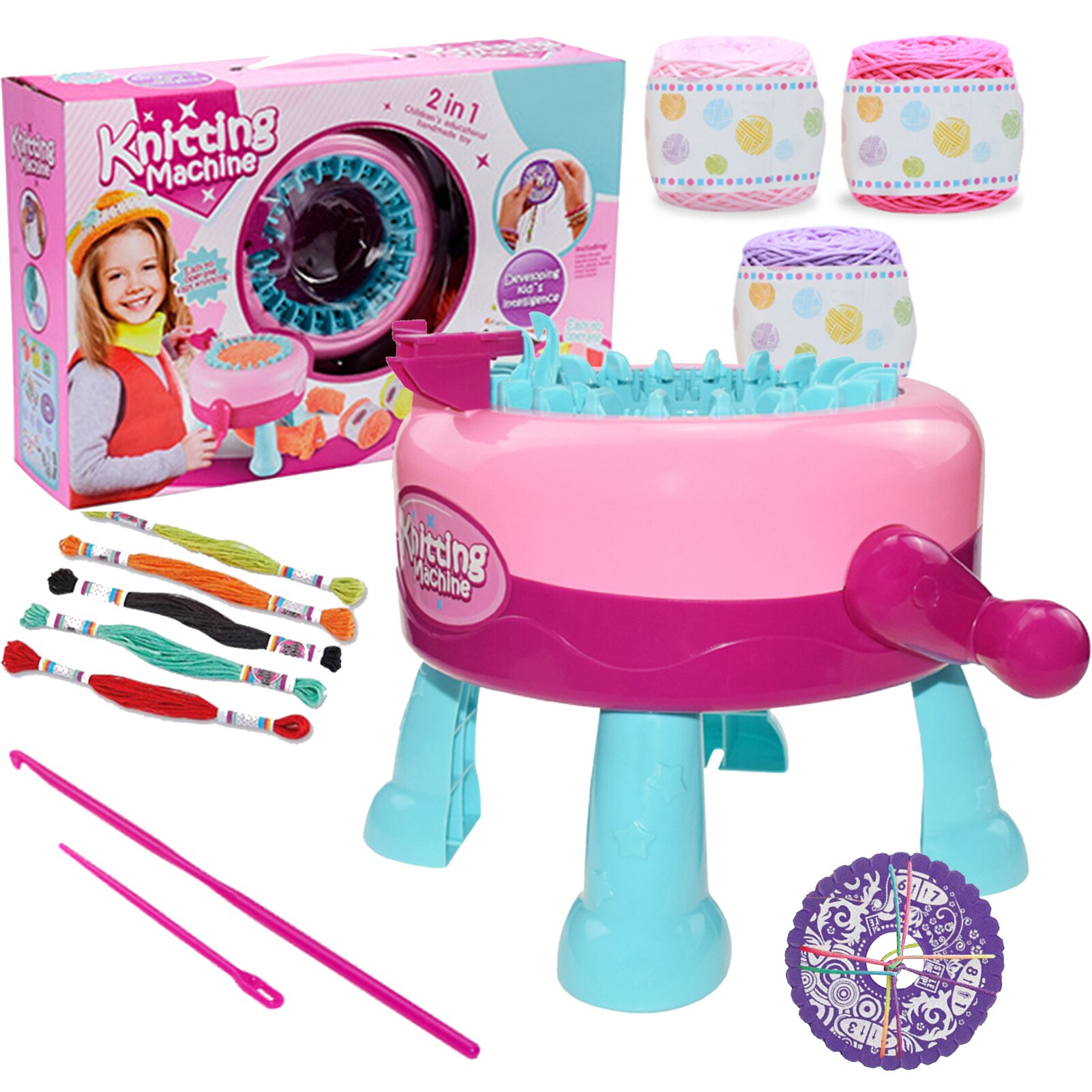 2-In-1 Diy Wol Knitter Voor Breien Machine Set Hand Breien Machine Kinderen Hoeden En sjaals Wol Loom