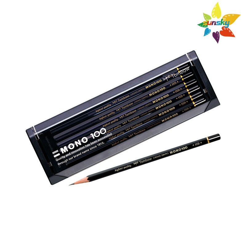 Tombow Japan Mono 100 Hexagonal Wooden Body Pencil,8H/7H/6H/HB/2B/4B,12 pieces 1 Dozen pencils,Smart black box
