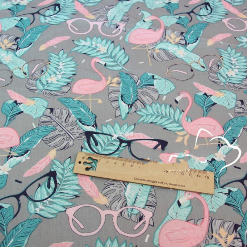 Tela de sarga de algodón con flamencos estampados, ropa de cama de manualidades, costura de retazos y telas de para confección de ropa