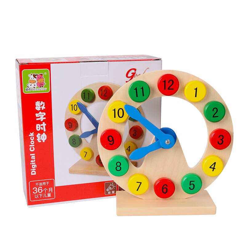 Wooden Toy Learn to Tell Time Wooden Digital Clock Teaching Aids Kids Baby Early Education Learning Math clock toys for children