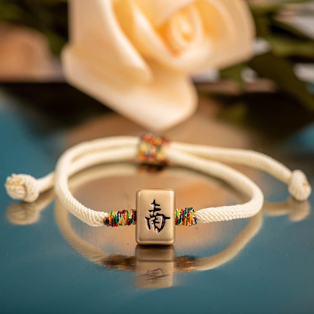 Mahjong caracteres chinos pulsera con colgante de esmalte de goteo de Metal pulseras de con dijes hechos a mano brazaletes al por mayor # XN004: Verde oscuro