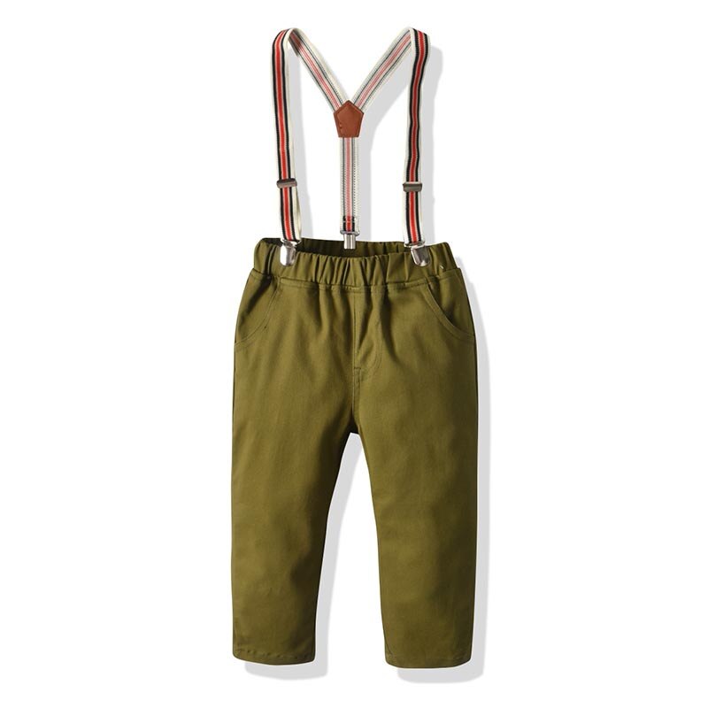 Conjuntos de ropa de caballero para niños, camisas de manga larga con estampado a cuadros, pantalones de un solo pecho, trajes para niños, 2 uds.