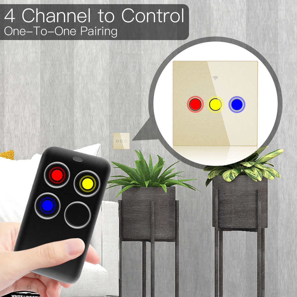 Wireless RF Receiver Learning Code Decoder 433MHz Remote Control Key 4 Channel Controller DIY Key for Switch Encoding 1527