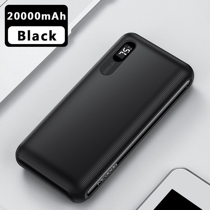 Mcdodo Power Bank 20000 Mah Dual Usb Snel Opladen Powerbank Externe Batterij Bank Voor Xiaomi Iphone 11 Samsung Lg Draagbare lader: 20000mAh Black