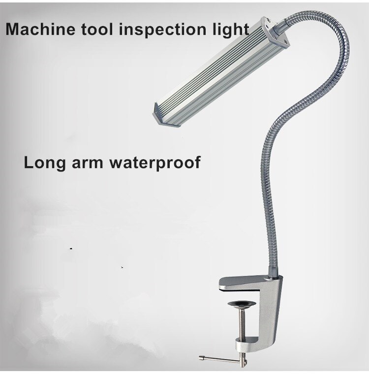 Lampe Led industrielle CNC étanche, 10W, pour machine à coudre/fraiseuse, lampe de travail, bras Long flexible, Base magnétique: Clip base 24v10w