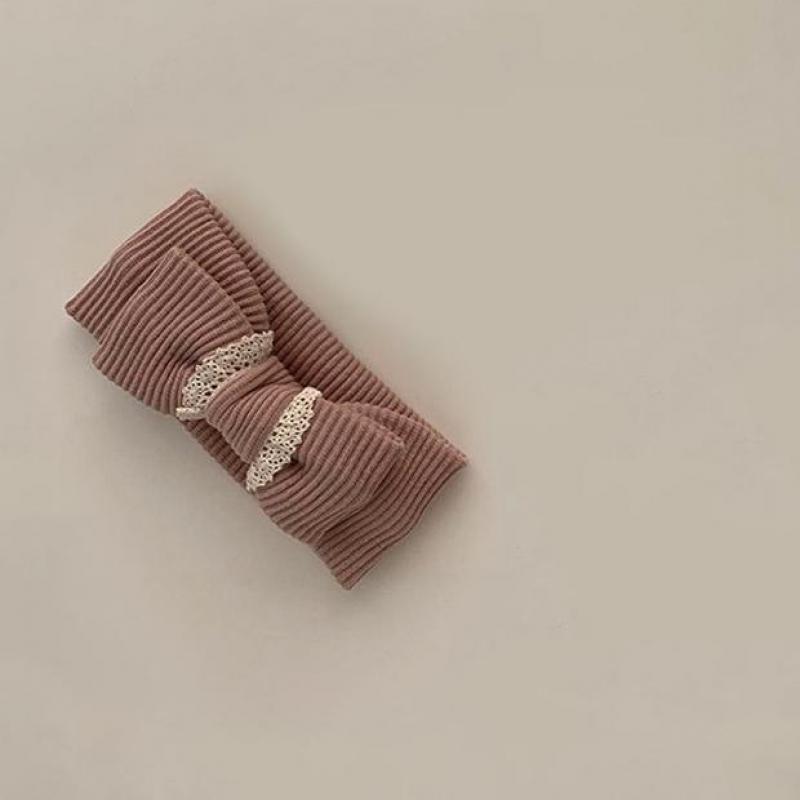 Primavera autunno carino nuovi cappelli tinta unita 2022 neonate cappellini moda fiocco in pizzo fascia per capelli 0-24 mesi: pink headband