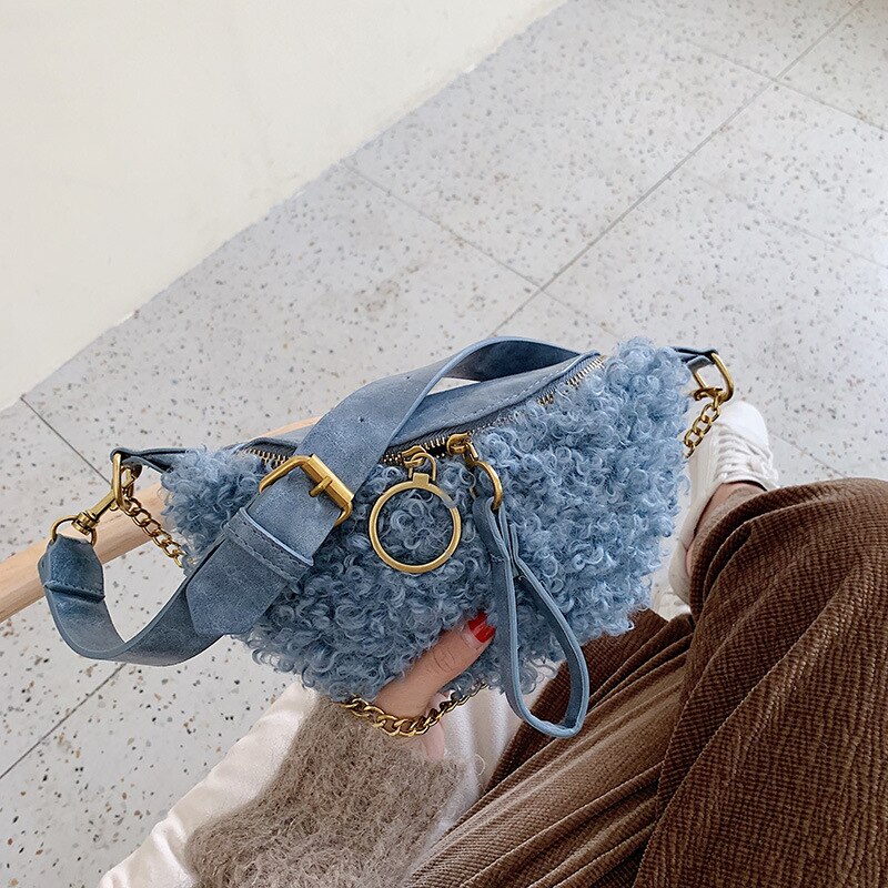 Frauen Umhängetaschen Breiten Gürtel Tasche Leder Frauen Kette Schulter Taschen brust Tasche brust Packungen für frauen Feminina handtaschen: Blau