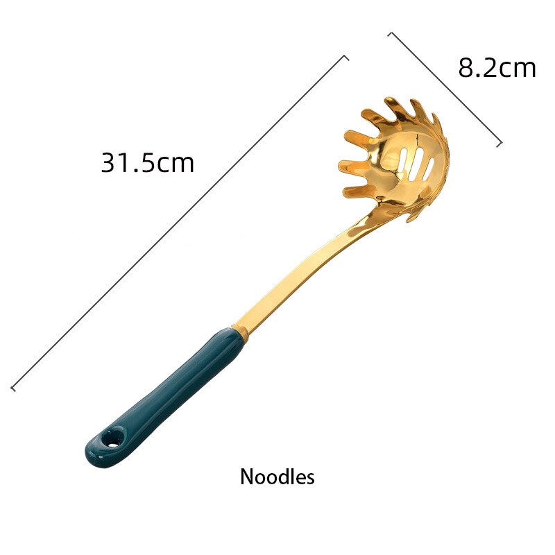 1pcs Green Porcelain Plate ceramic Dinner Plate Tableware Dinner Set Phnom Penh Exquisite Dinnerware Big Soup Ladle Leak Spoon: Noodles spoon