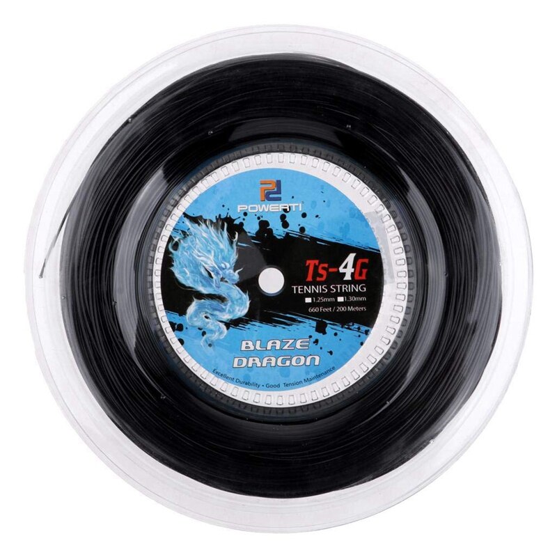 Powerti Tennis String 4G Polyester entraînement raquette corde 200M bobine Sport de gymnastique (1.25Mm) Sport entraînement String extérieur noir ficelle: Default Title